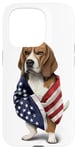 Coque pour iPhone 15 Pro Beagle Dog Patriot Wrap dans le drapeau des USA American Spirit