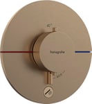 hansgrohe ShowerSelect Comfort S - Mitigeur thermostatique avec 1 sortie additionnelle, Robinet encastré avec arrêt de sécurité (SafetyStop) à 40°C, Thermostat rond, 1 sortie, Bronze brossé