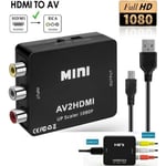 Mini adaptateur RCA vers Hdmi AV/CVSB L/R HD 1080p VG A2HDMI+Cable