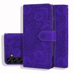 Vkooer Coque pour Samsung Galaxy A55 5G Premium Cuir PU étui Portefeuille à Rabat Housse Flip Case Cover Mandala avec Support et Porte Cartes pour Samsung A55 Smartphone - Violet