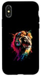 iPhone X/XS Colorful Artistic Lion Headphones Safari Animal Case