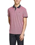 Jack and Jones Mens Tipped Pique Slim Fit Polo Shirt Rio Red XXL