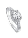 The Love Silver Collection Sterling Silver Cubic Zirconia Cushion Cut Vintage Halo Ring, Silver, Size N, Women