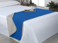 Estoralis - AVA | Chemins de lit Doux et Soyeux | Tissu matelassé réversible | Gris/Bleu | pour lit de 140/150/160 cm. (60 x 230 cm.) Couvre-lit de Couleur contrastée.