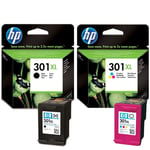 Original HP 301XL Black & Colour Ink Cartridge For Deskjet 2542 Printer