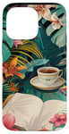 Coque pour iPhone 14 Pro Max White Pop Art Tropical Magic Book Floral Coffee Books