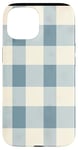 Coque pour iPhone 15 Motif damier bleu clair-gris et crème