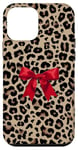 Coque pour iPhone 12 mini Noeud rouge coquette sur imprimé léopard guépard mignon Y2K Noël