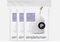 Simplehuman CW0263 Code P Custom Fit Bin Liner Bulk Pack, White Plastic(3 Pack)