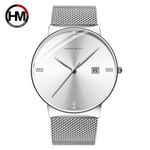 Hopeinen Hannah Martin Muoti Miesten Kvartsikellot Sininen Musta Gradient Miesten Kello Diamond Business Vedenpitävä Kalenteri Rannekello Japanilainen Movement Quartz