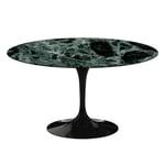 Knoll - Saarinen Round Table - Matbord, Ø 137 cm, Svart underrede, skiva i glansig grön Alpi marmor - Spisebord - Eero Saarinen - Grønn - Metall/Stein