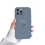 Coque pour iPhone 13 Pro Max, Mignon Motif Coeur d'amour doré iPhone 13 Pro Max Coque pour Femme et Fille Housse de Protection en Silicone Souple Compatible avec iPhone 13 Pro Max (6,7 Pouces)-Gris