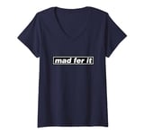 Mad fer it retro indie 1990s Manchester music scene Britpop V-Neck T-Shirt