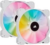 iCUE SP140 RGB ELITE Performance 140 mm Kit de Deux Ventilateurs avec iCUE Lighting Node CORE (Technologie AirGuide, Huit LED RGB Paramétrables, Silencieux niveau sonore 18 dBA) Blanc