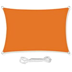 HEYOMART Voile d'ombrage rectangulaire imperméable de Protection Solaire Anti-UV à 98% avec Corde Gratuite pour extérieur, Jardin, terrasse, fête Orange 3 x 4 m