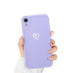 Newseego Compatible avec l'étui iPhone XR, Étui en Silicone Souple et Mince pour iPhone XR avec Motif Coeur d'amour Mignon Cadre Coeur d'amour 3D Housse de Protection Antichoc pour iPhone XR-Mauve