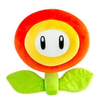 Club Mocchi Mocchi Tomy - Peluche Nintendo Super Mario Fleur de feu Mega 38 cm - Jouets Doux Super Mario à Collectionner - Jouets héros sous Licence Officielle - Jouets Enfants 3+ Ans