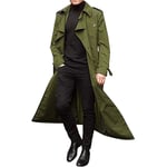 SalmophC Mens Trench Coat Long Slim Fit Double Breasted Long Trench Coat Casual Lapel Trench Overcoat Outwear with Belt