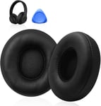 Coussinets d'oreille,Coussinets de Remplacement,Oreillettes de Remplacement avec Cuir de Protéine et Mousse à Mémoire,Coussinets Compatible avec Casque Beats Solo 2 Solo 3 Wireless (Noir)