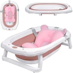 Baignoire Pliable Bébé Pliante évolutive pp+pte Rose Baignoire pour Bébé 82x50CM (avec Coussin de Bain) Naizy