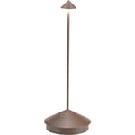 Zafferano Pina Pro - Dimbar LED-bordslampa i aluminium, IP54-skydd, inomhus/utomhusbruk, kontaktladdningsbas, H29cm, EU-kontakt - Corten