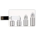8G USB Flash Drives Credit Card Shape Silver Memory Stick Bank Card Style Set of Bullets From Small To Big Military Ammunition Weapon Shotgun Firearm Defense,Gray White Waterproof Pen Thumb Lovely Ju