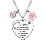 HULALA Daughter Necklace Gifts For Women Girls Birthday Christmas Love Heart Crystal Charms Granddaughter Jewellery You Are Amazing Brilliant Beautiful Brave And You Can Do Anything