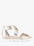 Gabor Scandal Leather Open Toe Metallic Sandals, Puder