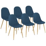 Lot de 6 chaises scandinaves daphne en tissu bleu canard pour salle à manger