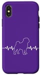 Coque pour iPhone X/XS Silhouette de chien carlin battement de cœur amoureux des chiots