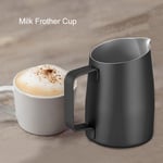 (Black)Stainless Steel Milk Frother Cup Coffee For Kitchen Hotel Part