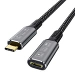 Thunderbolt 4-förlängningskabel, USB-C-kabel till USB C hane till hona, stödjer 8k/5k@60hz video / 40gbps dataöverföring / 100w laddning(0,8m)