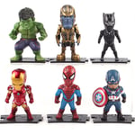 6Pcs Marvel Avengers Black Panther Iron Man Thanos 4" Action Figure Model Toy