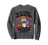 In October We Wear Red Zombie Dyslexia Awareness Halloween Sweatshirt