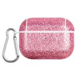 Apple AirPods Pro Plast Skal m. Karbinhake - Glitter - Rosa