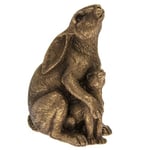 The Leonardo Collection Reflections Figurine de lièvre et bébé bronzé pour la Maison et Le Bureau | Décoration d'intérieur Cadeau pour Homme et Femme | Belle Figurine pour intérieur et extérieur |