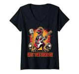 Womens Rex the Rocker Dinosaur Band V-Neck T-Shirt