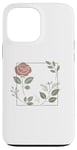 Coque pour iPhone 13 Pro Max Rose florale botanique, style minimaliste, roses d'amour