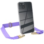 For Apple iPhone 15 Plus Cover Band Phone Chain Purple Wide Band Phone Strap