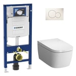 Pack Bati support Geberit et WC-douche suspendu VitrA V-Care 1.1 Comfort, blanc avec VitrA Clean