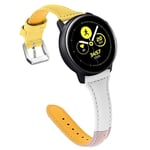 Lux-Case 22mm Huawei Watch GT / Samsung Galaxy (46mm) kolmivärinen aitoa nahkaa oleva kellonauha - Keltainen Valkoinen Pinkki Monivärinen