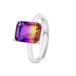 Essens - Bague - Joaillerie Prestige - Véritable Cristal Mauve dégradé Jaune - Argent Massif 925 Millièmes - Taille Ajustable - Bijou Femme