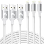 Câble Iphone [2 M 3 Pièces] Recharge Fil Chargeur Iphone Charge Rapide Certifié Mfi Long Câble Lightning Usb Chargeur Câble Câble Pour Iphone 11 12 13 14 Pro Max Plus Mini Xs Xr 8 7 6 Se Ipad