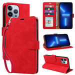 GOTOURED for iPhone 13 Pro Max Case Wallet,4 Card Slots [RFID Blocking] [Wrist Strap] [Kickstand] Magnetic Shockproof Protective Leather Flip Cases Cover for iPhone 13 Pro Max (Red)