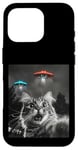 Coque pour iPhone 16 Pro Maine Coon Cat Selfie avec Alien OVNI Homme, Femme, Enfant