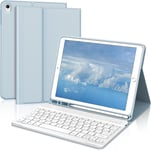 Étui Avec Clavier Italien Pour Ipad 10,2"" 9a/8a/7ème Génération, Clavier Pour Ipad 10,2"" 2021/2020/2019/Ipad Air 3/Ipad Pro 10,5"", Clavier Bluetooth Sans Fil Amovible Magnétique, Bleu Clair