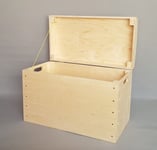 Extra Large Wooden Box Chest Storage Toy Tools Plain Wood Trunk Lid Craft Boxes