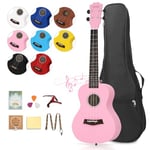 Dripex 23 Inch Concert Ukulele, Small Guitar Ukelele, Professonial Wood Ukulele Starter with Beginners Kit, Quality Musical String Instrument for Adults or Kids (Pink)