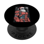 Christmas Gamer Funny Cyberpunk Robot Père Noël Gaming PopSockets PopGrip Adhésif