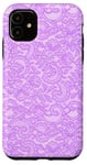 Coque pour iPhone 11 Vintage Mauve Dentelle Fleurs